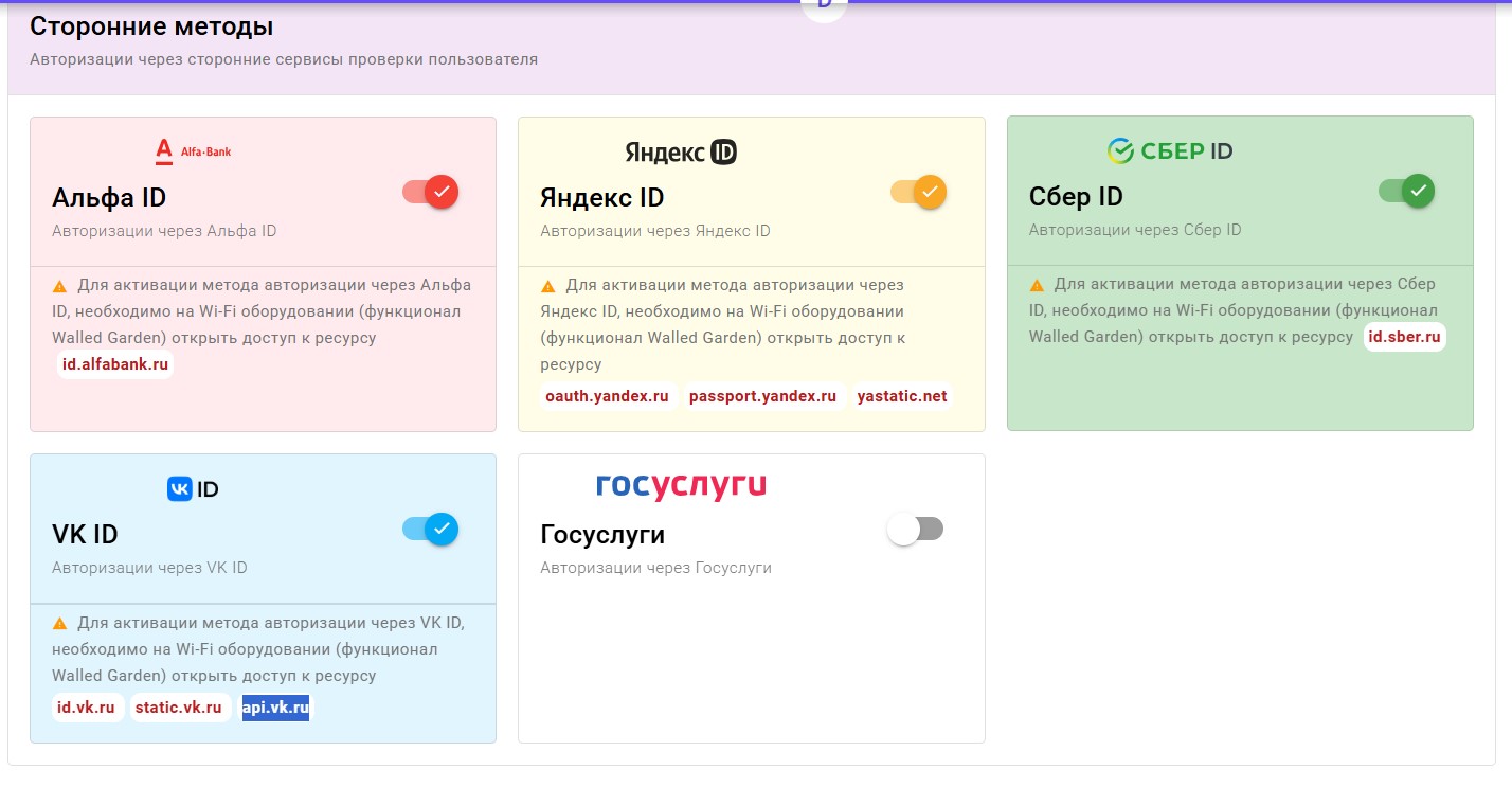 ЛК ClientPulse: включение альтернативных методов авторизации